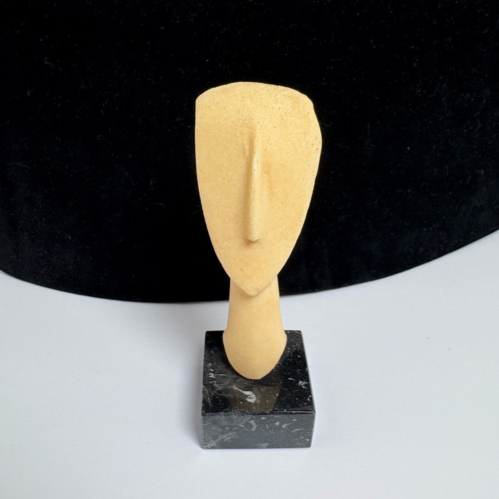 Mini Cycladic Religious Idol Sculpture in Resin with Marble Base